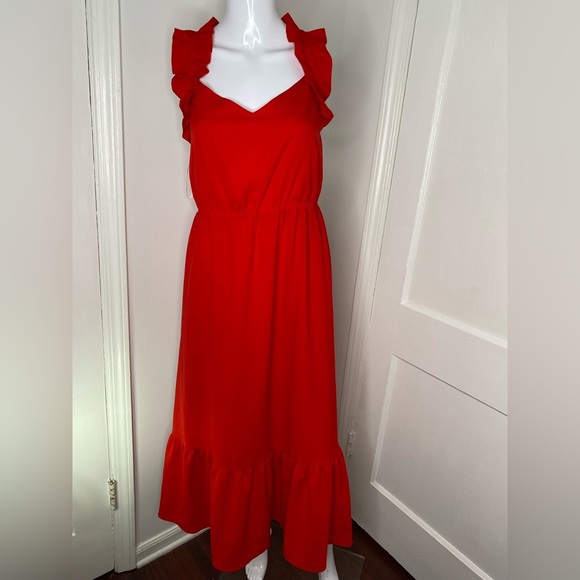 KENSIE NWT Red Sleeveless Ruffle Dress Size 16 - Picture 1 of 8